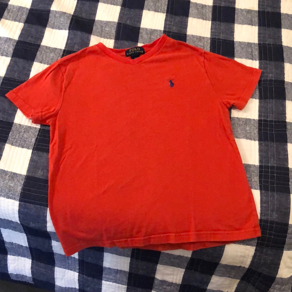 Ralph Lauren boys polo v-neck t-shirt in red